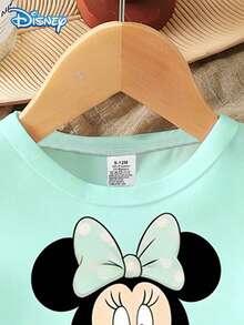Disney 迪士尼夏季女婴两件套可爱米妮黛西印花短袖T恤和短裤套装，休闲女婴日常基础款蝴蝶结印花针织圆领T恤和碎花弹力腰短裤，户外度假装 - 薄荷綠 - 查看 4