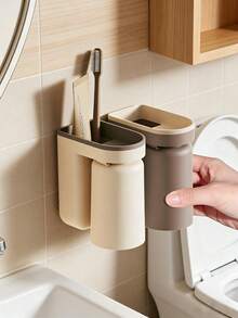 Bộ giá đựng bàn chải đánh răng treo tường chất lượng cao, giá đựng bàn chải đánh răng không cần khoan, dụng cụ sắp xếp bàn trang điểm phòng tắm. - Nhiều màu - Xem 3