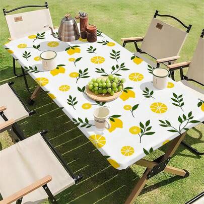 1 chiếc khăn trải bàn họa tiết chanh, chống thấm nước và dầu mỡ, dễ lau chùi, thiết kế lá chanh, món quà hoàn hảo cho các bữa tiệc ngoài trời, dã ngoại, bữa tối, ngày lễ.