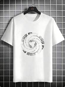 Camiseta branca de manga curta, oversized e folgada, com estampa de texto em movimento giratório ENDLESS Vertigo, estilo gótico minimalista, streetwear vintage Y2K. Tamanhos P a 3XG. Ideal para aniversários, Dia das Mães e Dia dos Pais. Disponível localmente. - Branco - Ver 5
