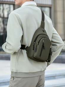 男士胸包，户外骑行斜挎包，休闲实用单肩包 - 彩色 - 查看 3
