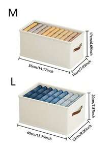 1/2pcs Beige Fabric Collapsible Undergarment Storage Box, Oxfod Cloth Drawer Style Clothes Organizer Box, Household Clothing Shelves Storage For Jeans, Sweaters - Beige - View 17