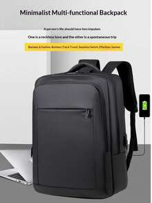 Mochila de viaje, bolsa de equipaje para viajes de negocios para hombres, mochila de viaje de gran capacidad de unicolor casual, mochila para computadora de uso diario, Y2k - Multicolor - Ver 2