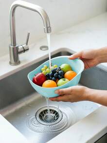 Cesta de arroz de plástico pequeña, cesta de arroz con asa creativa, conveniente de usar, utensilio de cocina multifuncional - gran capacidad, diseño estilizado, drenaje y almacenamiento rápidos, adecuada para lavar arroz/verduras - Multicolor - Ver 7