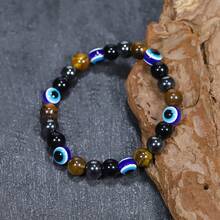 1pc Handmade Tiger Eye Demon Eye Beaded Bracelet, Jewelry Gift For Men And Women - Evil Eye - View 5