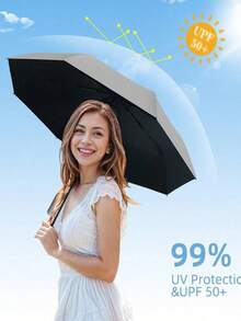 1 pieza Paraguas plegable ultraligero y portátil de moda con estuche y funda, protección UV, de doble uso para días soleados y lluviosos, paraguas plegable unisex de bolsillo ideal para la escuela, la oficina, el hogar, los viajes, con diseño de corazón para el Día de San Valentín/novio, para refrescarse en verano, accesorio esencial para viajes a la playa - 1 pieza - Ver 4