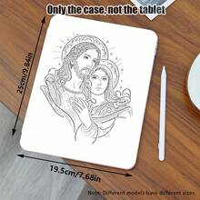 1个翻盖式桌面保护套，带笔槽，耶稣和圣母玛利亚图案，360°旋转支架，内置笔槽，PU皮革材质，具备自动休眠/唤醒功能，兼容华为Matepad SE 11/Matepad 11/Matepad 11.5S/Matepad 10.4英寸/Matepad Pro 11英寸，苹果第十代/11 2025 (A16)，A9/A9+/A11/S11/S10 FE+，适合作为返校季、情人节、节日礼物。 - 彩色 - 查看 2