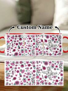 1pc 11oz/15oz Custom Mother's Day Name Mug, Personalized Coffee Cup With Printed Name. The Wrap-Around Pattern On The Mug Can Be Customized With Up To 8 Children Holding Their Mother's Hand. This Mother-Themed Mug With Floral Elements Is An Ideal Gift For Mom And A Unique, Thoughtful Present - 款式3 - 查看 53