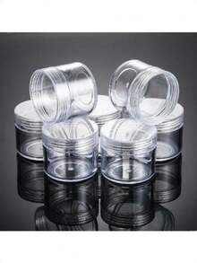 Bộ hộp đựng mỹ phẩm bằng nhựa tròn có nắp đậy, thích hợp đựng chất lỏng, kem, mẫu thử, dung tích 20ml và 10ml. - Trong sáng - Xem 3