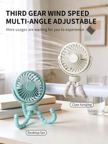 AOYI Portable Stroller Fan, Rechargeable Handheld Mini Fan, Flexible Octopus Design, 500mAh Battery USB Charging, 3-Speed Wind And Night Light Design, Summer Essential, Desktop Fan For Travel, Vacation, Strolling, Shopping, Beach, - Stroller Fan - View 5
