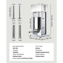 Electric Sausage Stuffer, 22 LBS / 10 L Vertical Meat Filler With Stepless Speed Adjustment, Stainless Steel Sausage Stuffing Machine, Foot Pedal & 4 Filling Tubes, For Commercial And Home Use - 10L - View 7