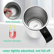 12.85oz Stainless Steel Electric Drip Coffee Mug With Magnetic Stirrer And Temperature Display, USB Powered, Suitable For Milk, Chocolate, Mocha - Portable, Perfect Christmas Gift, 200mAh Battery - Multicolor - View 10