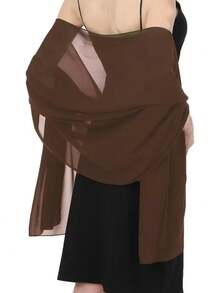 Khăn choàng voan phù hợp cho cô dâu, dự tiệc cưới, váy dạ hội và trang phục cho các dịp đặc biệt, đi biển, nghỉ lễ. - Màu nâu - Xem 7