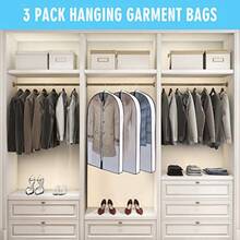 Bolsas de ropa de 60 pulgadas para colgar ropa fundas transparentes a prueba de polillas con refuerzos de 4 pulgadas para almacenamiento de armario y bolsa de ropa colgante de viaje para abrigo suéter chaqueta vestido camisas paquete de 3 - Blanco - Ver 6