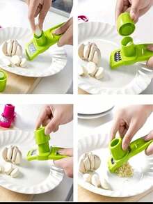 1 pieza Prensa de ajo y rallador de jengibre de uso múltiple para la cocina - Multicolor - Ver 6