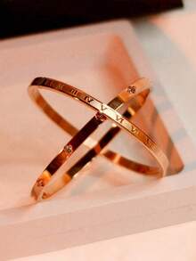 Set Gelang Mewah 2 Buah dari Baja Tahan Karat dengan Motif Langit Berbintang dan Lapisan Emas, Perhiasan Wanita Tahan Air dan Tidak Luntur - Set gelang dua bagian, gaya A - View 8
