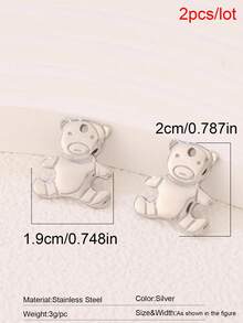 2pcs Stainless Steel Cute Bear Pendant Findings Fashion 18K Gold Plated Charms For DIY Jewelry Making Supplies Accessories - Pendants - View 15