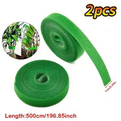 2pcs Green Plant Ties - (Each Roll 196.85 Inches) - Dedicated For Fixing Climbing Plants, Cables And Items. Reusable Plant Fixing Straps - Ideal Choice For Planting, Home, Office And Gardening Applications. Includes Plant Fixing Clips To Enhance Home Gardening Experience And Plant Support Effect. With Adjustable, Flexible And Durable Features, And Paired With Sturdy Fixing Clips, This Set Provides A One-Stop Comprehensive Solution To Meet All Your Plant Fixing Needs.