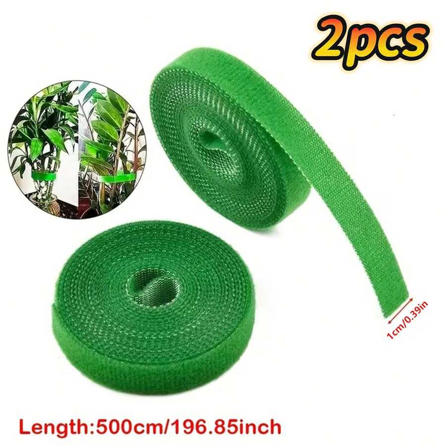 2pcs Green Plant Ties, Specially Designed For Fixing Climbing Plants, Cables And Bundling Items. Reusable Plant Fixing Straps
