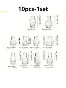 10pcs/1set Bohemian Glass Vase Set | Rustic Wedding Mini Vases, Home & Dining Table Decor, Christmas Decorative Bottles, Small Vintage Glass Bud Vases, Bulk Clear Bud Vases, Diffuser Bottles, Centerpiece Decor, Cute Transparent Bud Vases For Home Flowers Wedding Decor Home Decor Room Decor Flower Vase - / - View 13