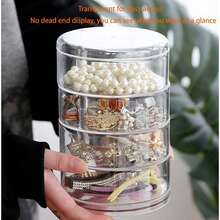 1个4层旋转透明首饰盒，多层公主风发夹及小首饰收纳盒 - 無色 - 查看 2