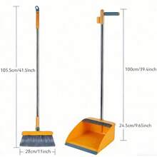 New 3in1 Rotatable, Foldable&Magnetic Broom-Dustpan Set, Garbage Bag Included, Extra-Large Thickened Home Broom, Ideal For Pet Hair In Living Rooms/Bedroom, Non-Stick Soft Bristles (Blue/Orange/White) Great Helper For Moms Gifts For Friend And Family - Orange - View 4