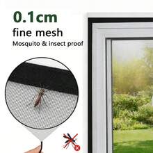 1 pieza Pantalla de ventana de malla con cremallera autoadhesiva y extraíble, bloquea eficazmente la entrada de insectos - negro - Ver 3
