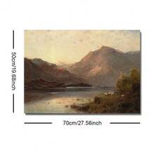 1 Stück gerahmtes/ungerahmtes stimmungsvolles vintage Bergfluss Schaf Leinwand Poster, retro Landschaftsmalerei, rustikale Wandkunst für Eingang, Flur, Cottagecore Dekoration, horizontal für Wohnung, Wohnzimmer, Schlafzimmer, moderne Heimdekoration - A - Übersicht 13
