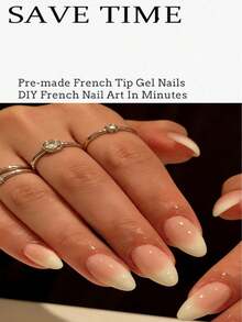 150片中粉色渐变极简风假指甲，杏仁形亚克力美甲贴纸，适合女士夏季DIY美甲 - 彩色 - 查看 2