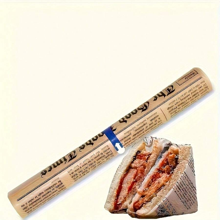 复古报纸图案/烘焙包装纸，适用于食品包装、烘焙、三明治、汉堡、薯条等，可用于母亲节、父亲节、教师节、感恩节、圣诞节、万圣节、新年、复活节庆祝活动、生日派对、婚礼、婴儿派对、家庭聚会等场合，款式随机。