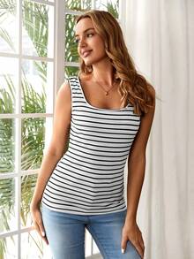 Maternity Vest, Casual Sports Top, White Striped Summer Style, Nursing And Breastfeeding-Friendly Maternity Wear - Khác - Xem 6