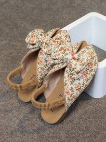 Kids' Leopard Print Slippers With Bow, Open Toe Breathable, Soft Non-Slip Sole, Versatile For Daily Wear And Outdoor, Girls' Flat Sandals In Multiple Colors, Women's New Dual-Wear Fashionable And Comfortable Slippers - Multicolor - View 3