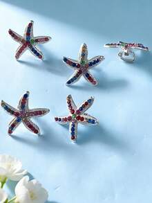 5pcs Women's Rhinestone Starfish Hair Clips, Side Bangs Hair Accessories, Delicate Braided Hair Clips - Multicolor - View 14