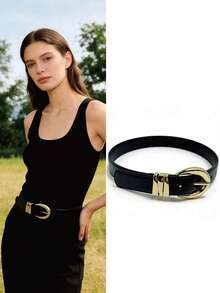 1pc Fashionable Versatile Minimalist Casual Belt - Black - View 1