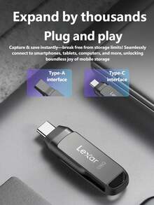 Lexar D400 USB 3.2 Dual-Interface Flash Drive 32GB 64GB 128GB USB-C And USB-A OTG Metal Memory Stick Up To 130MB/S For Android Phone Tablet PC Laptop - View 7