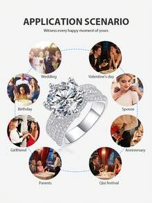 5克拉莫桑石戒指，925纯银材质，低过敏性，订婚/结婚戒指，简约小巧设计，百搭日常佩戴，婚礼/周年纪念/生日礼物，附赠礼盒和证书 - 銀色 - 查看 10