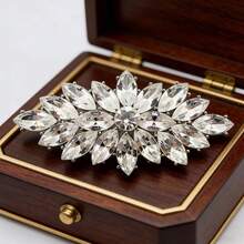 1 chiếc ghim cài áo bằng pha lê thủy tinh nhiều lớp mạ K màu trắng, ghim cài áo hình hoa dài chất lượng cao, phụ kiện cài ngực hình hoa dành cho nữ mùa thu/đông. - trắng - Xem 4