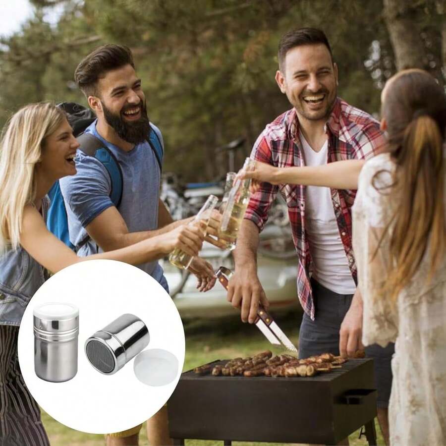 1个不锈钢粉末筛 - 细网设计，可精准撒播可可粉、丁香粉和咖啡粉 - 易于清洁，经久耐用的金属材质，适合家庭烘焙师、餐厅和咖啡馆 - 时尚厨房必备，咖啡馆必备 | 时尚粉末筛 | 易于清洁 - 送给妻子和母亲的节日礼物 [款式和颜色随机]