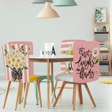 1 buah/4 buah Pelindung Sandaran Kursi Motif Huruf Bunga Daisy Merah Muda, Sarung Kursi Poliester Baru Musim Semi yang Dapat Dicuci, Cocok untuk Dekorasi Ruang Makan, Ruang Tamu, dan Dapur di Rumah - MultiWarna - View 2
