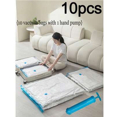 10/6/1pcs Vacuum Compression Bags, Travel Vacuum Bags, Vacuum Sealing Bags, Clothes Compression Storage Bags - Moisture-Proof, Dust-Proof, Travel Friendly, Save 80% Closet Space, Ideal For Organizing Clothes, Pants, Socks, Towels, Blankets, Bedding, Travel Accessories, Home Storage, Travel, Wardrobe Organization, Luggage