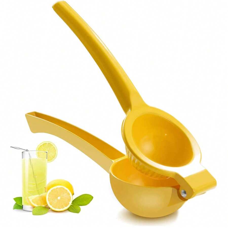 1pc Manual Lemon Juicer, Lemon Squeezer, Fruit Juice Extractor, Professional Metal Manual Juicing Kitchen Tool (Yellow) - Multicolor - View 1