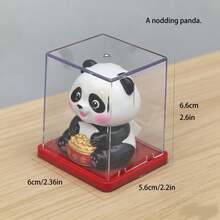 Figur Mini Panda - Panda Mengangguk untuk Kekayaan, Panda Melambaikan Tangan - Dengan Penutup Debu - Jimat Keberuntungan Panda - View 4