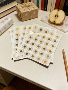 30/150pcs Gold Foil Sunflower Stickers - Self-Adhesive Envelope Seals, Vibrant Floral Labels For Invitations, Gift Wrapping, Birthday Party Decor - Spring/Summer Craft, Invitation Accessories | Elegant Envelope Seals | Shiny Gloss - Sunflower Stickers - View 2