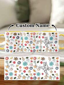 1pc 11oz/15oz Custom Mother's Day Name Mug, Personalized Coffee Cup With Printed Name. The Wrap-Around Pattern On The Mug Can Be Customized With Up To 8 Children Holding Their Mother's Hand. This Mother-Themed Mug With Floral Elements Is An Ideal Gift For Mom And A Unique, Thoughtful Present - 款式4 - 查看 15