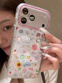 Funda de teléfono con diseño de mariposa elegante y chapada en oro, a prueba de golpes, con diseño de flor y mariposa transparente, adecuada para iPhone 17 Pro Max, 16 Pro, 15 Pro, 14, 17 Pro, 13, estilo femenino, anti-caída, regalo de cumpleaños - Multicolor - Ver 2