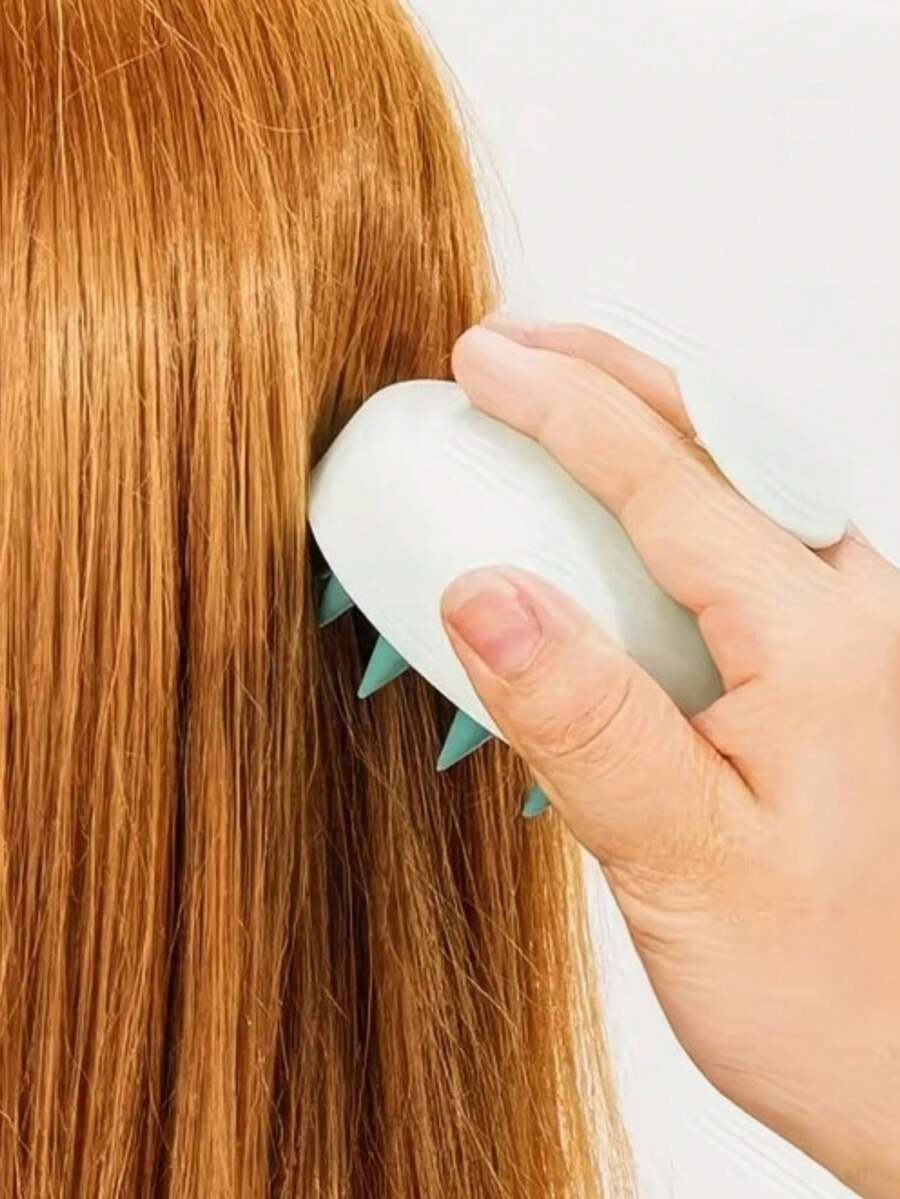 Bộ 1/3/5 bàn chải massage gội đầu bằng silicon, lược làm sạch da đầu, dụng cụ gãi ngứa tóc. - màu trơn - Xem 1