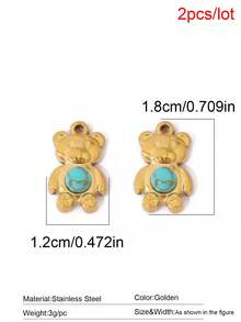 2pcs Stainless Steel Cute Bear Pendant Findings Fashion 18K Gold Plated Charms For DIY Jewelry Making Supplies Accessories - Pendants - View 24