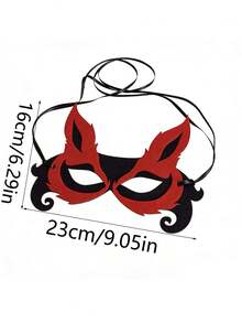 1个红黑恶魔面具，性感角色扮演半脸面具，多功能狐狸眼面具，适合派对、化装舞会、节日服装、日常拍照道具 - 彩色 - 查看 6