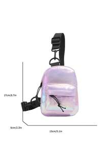 Teenager Laser Mini Backpack, Checkerboard Crossbody Bag, Colorful Chest Bag, Casual Outdoor Phone & Coin Purse - A - View 3