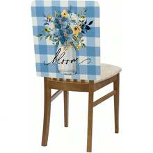 1pc/4pcs Blue Bicycle Flower Chair Back Cover Protector, Spring New Polyester Washable Chair Slipcover For Home, Dining Room, Living Room, Kitchen Decor - Multicolor - View 11